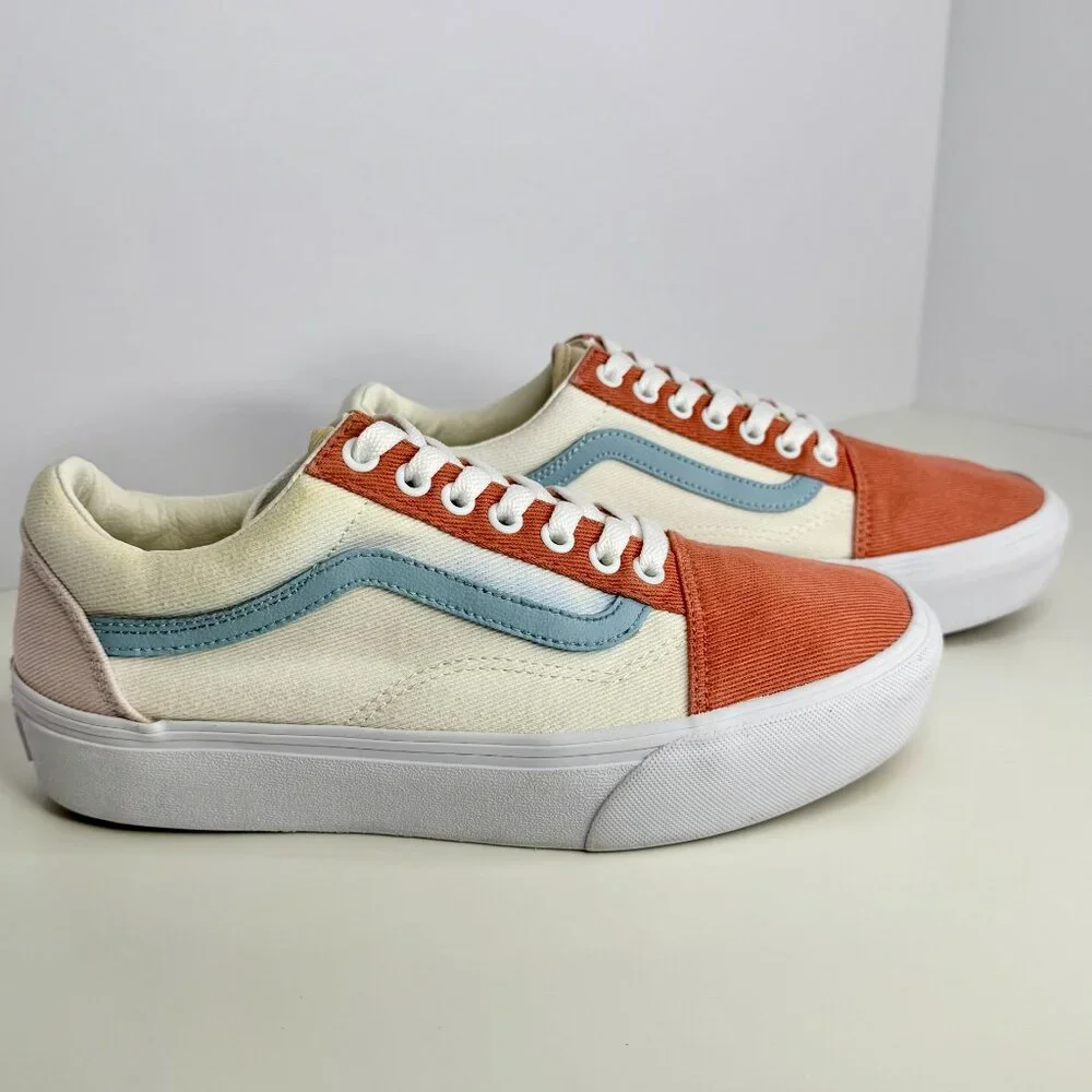 Women's 9.5 Vans‎ Old Skool Platform Multicolor Twill Pastel Sneaker Shoes